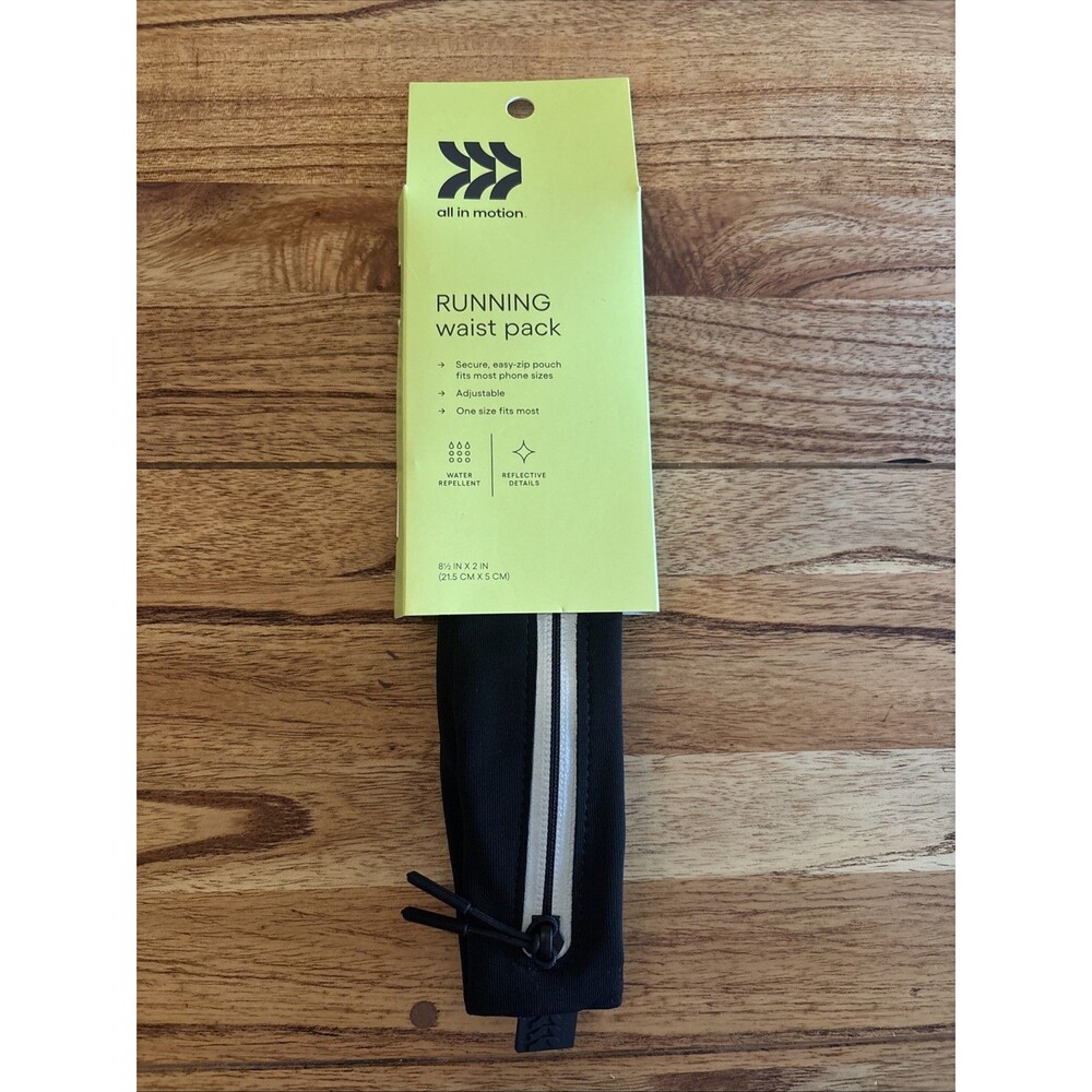 Running Waste Pack, Water Repellent, Reflective, Adjustable All In Motion, Black